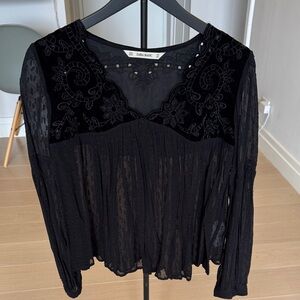 Zara Black Embroidered and beaded Women's Blouse